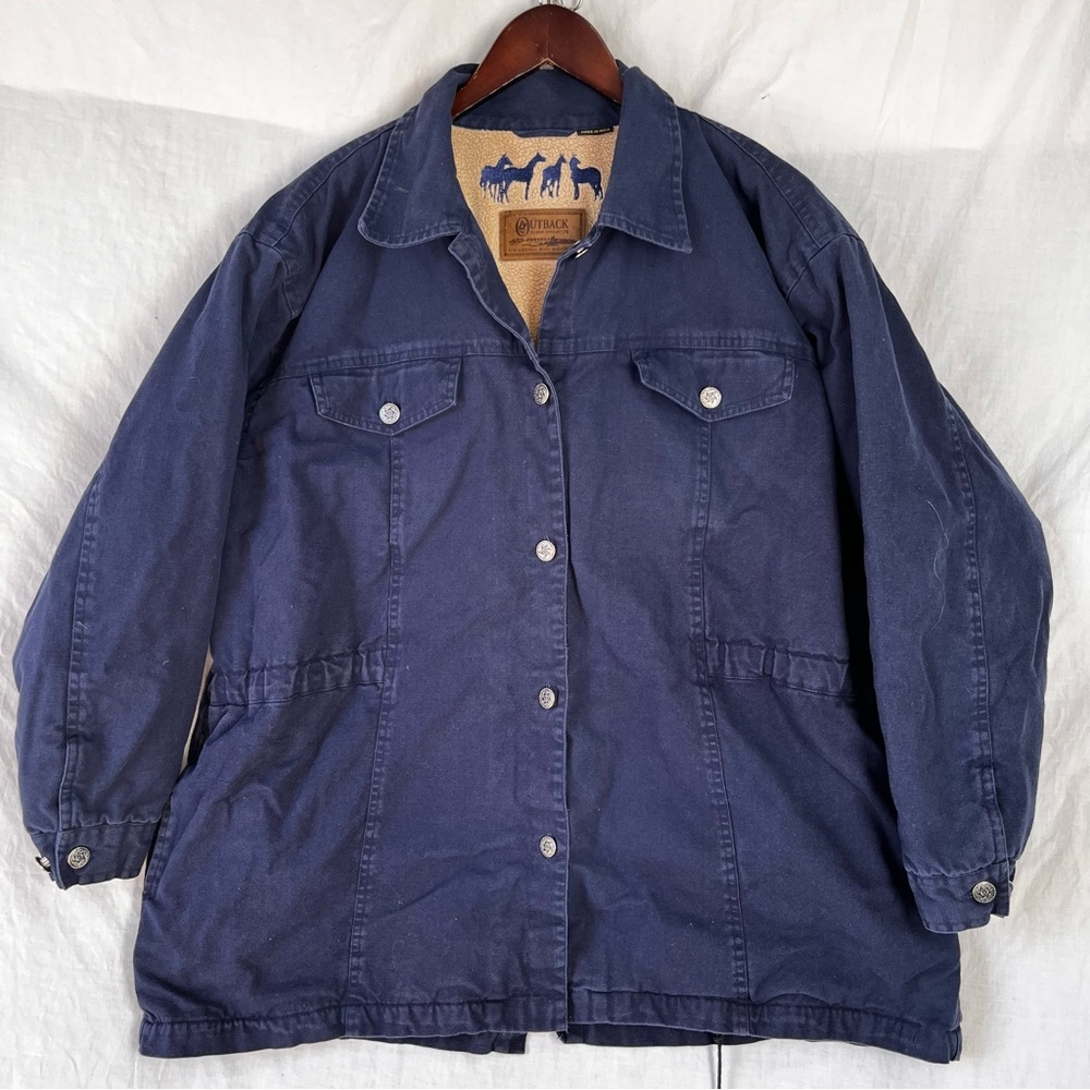 Outback Trading Company Womens Canvas Jacket XL Sherpa Lined Coat Western Horse